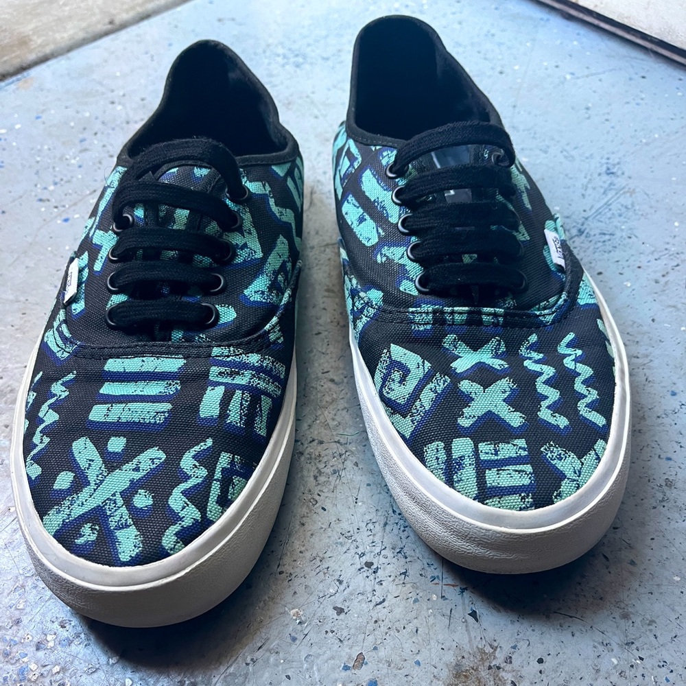 Vans Authentic SF Surf Siders Black & Blue Tribal Checkerboard 9.5
